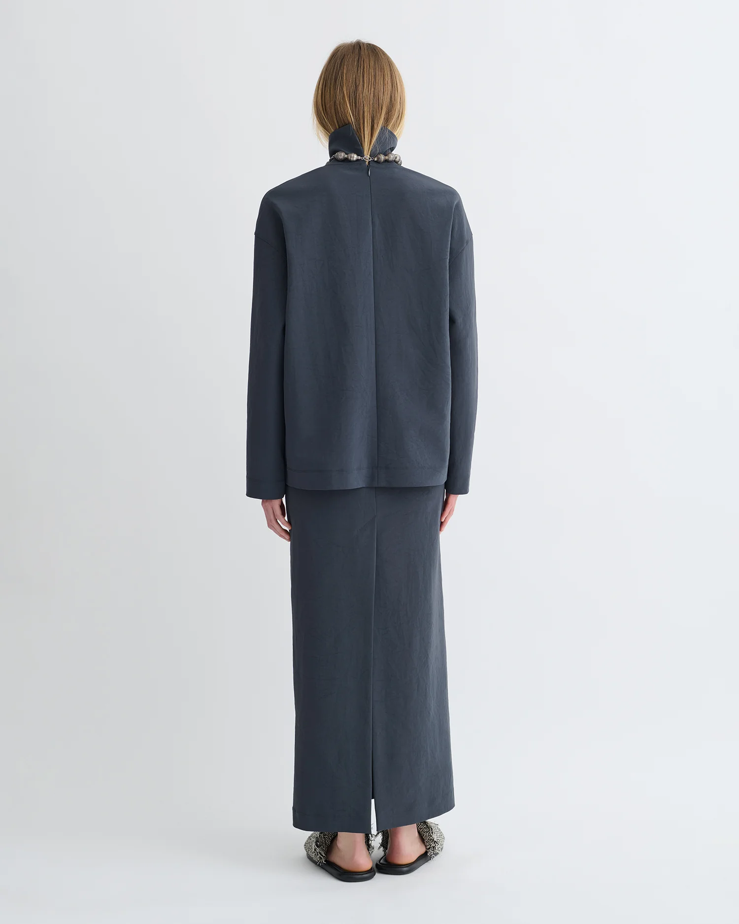 Sitara - Paper Jersey Turtleneck Top - Dusty Blue - Image 3