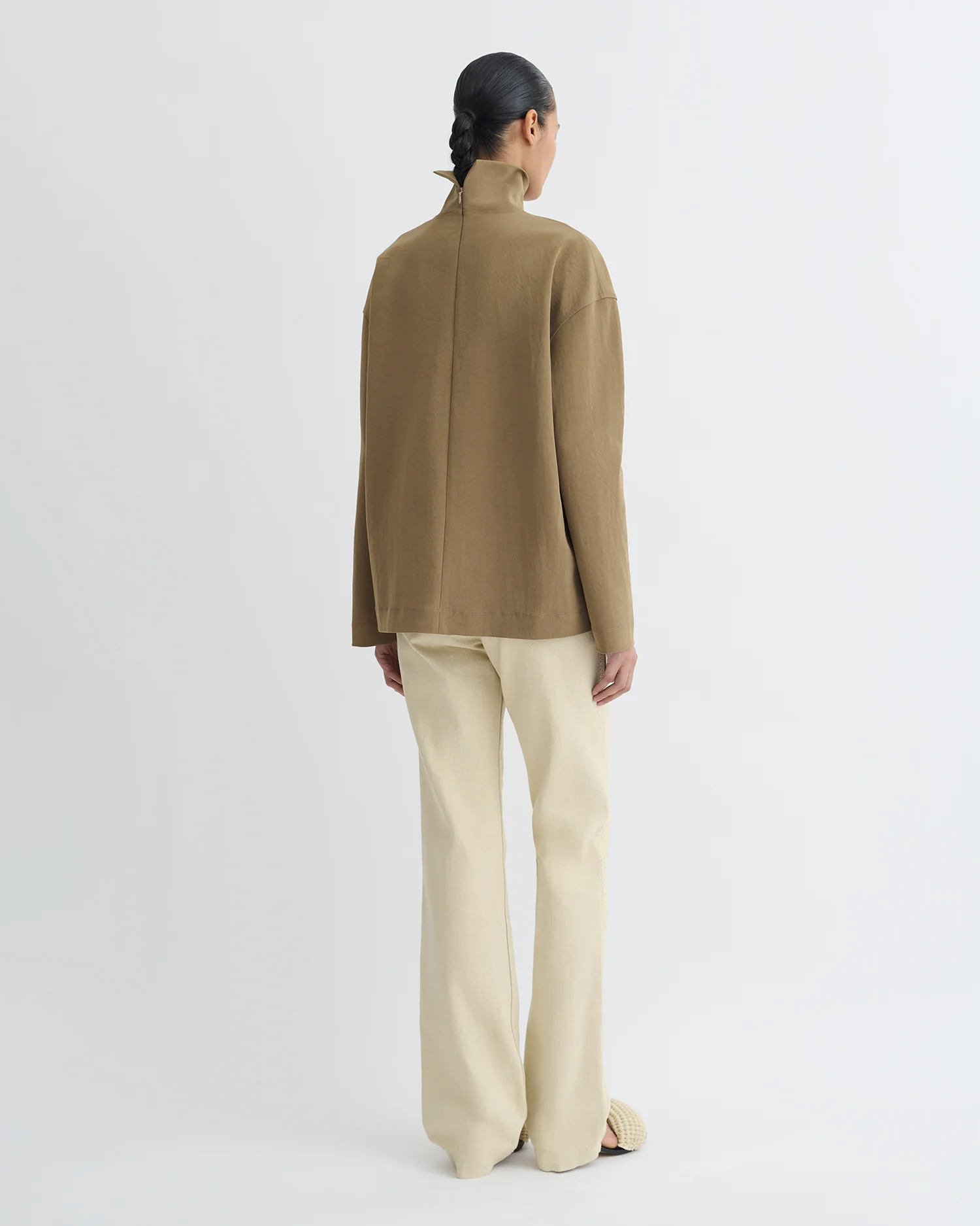Sitara - Paper Jersey Turtleneck Top - Brown - Image 2