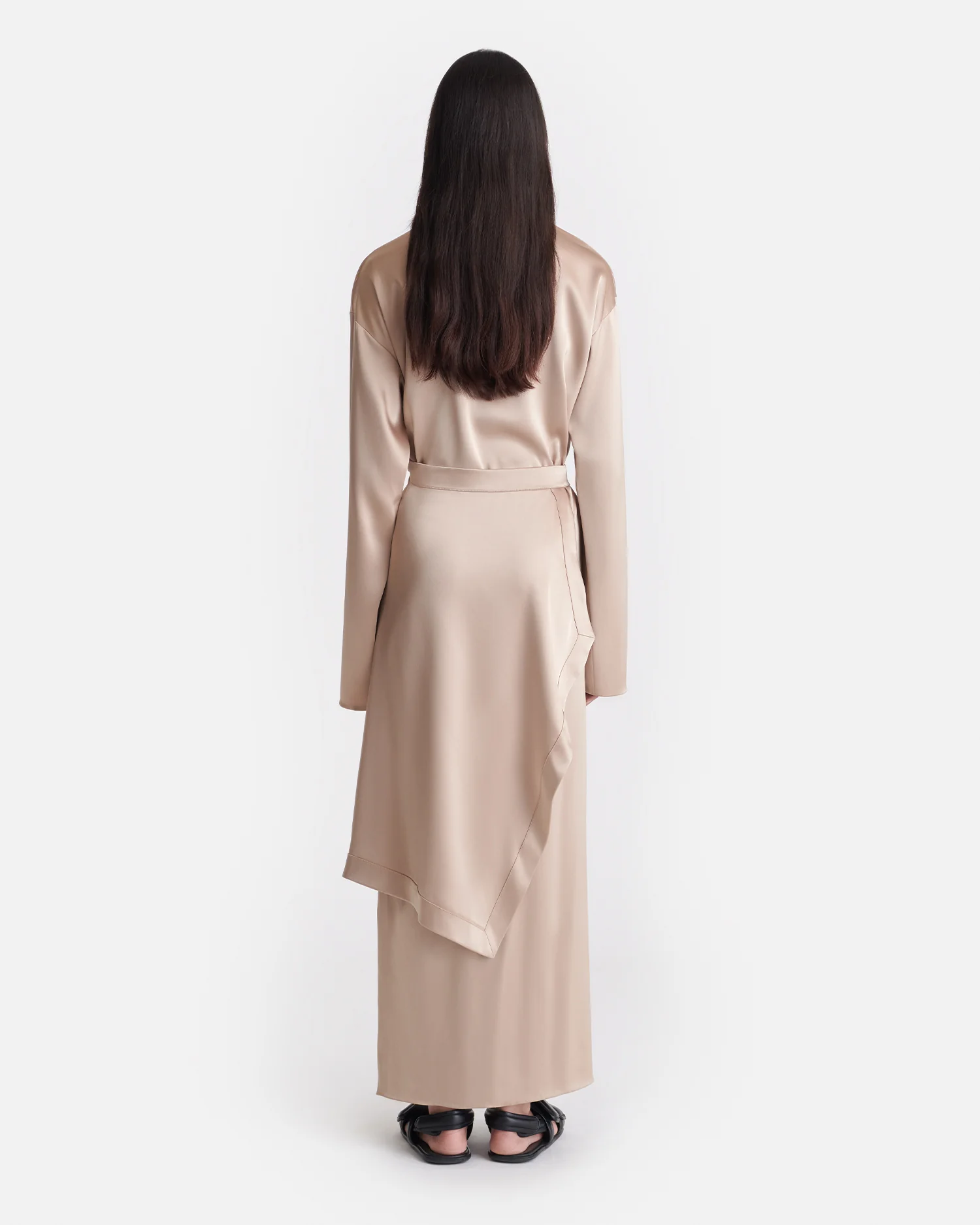 Colter - Draped Slip Satin Midi Dress - Dune - Image 2