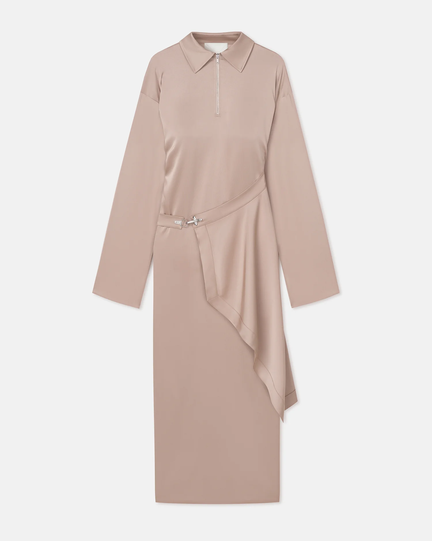 Colter - Draped Slip Satin Midi Dress - Dune - Image 4