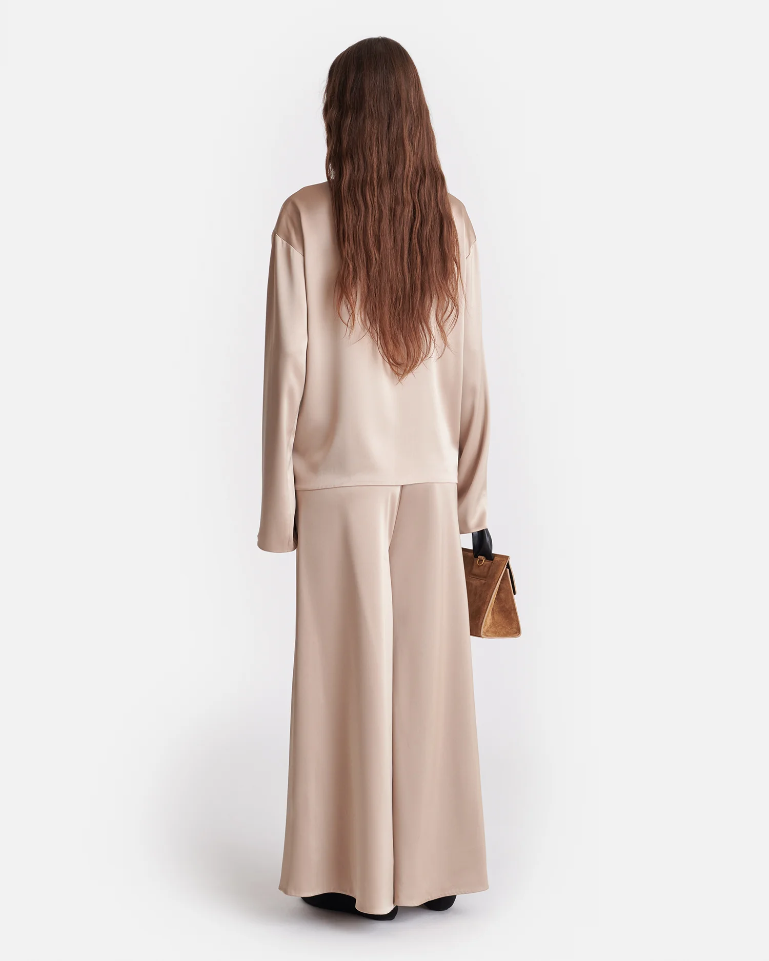 Mencia - Slip Satin Polo-Neck Top - Dune - Image 3