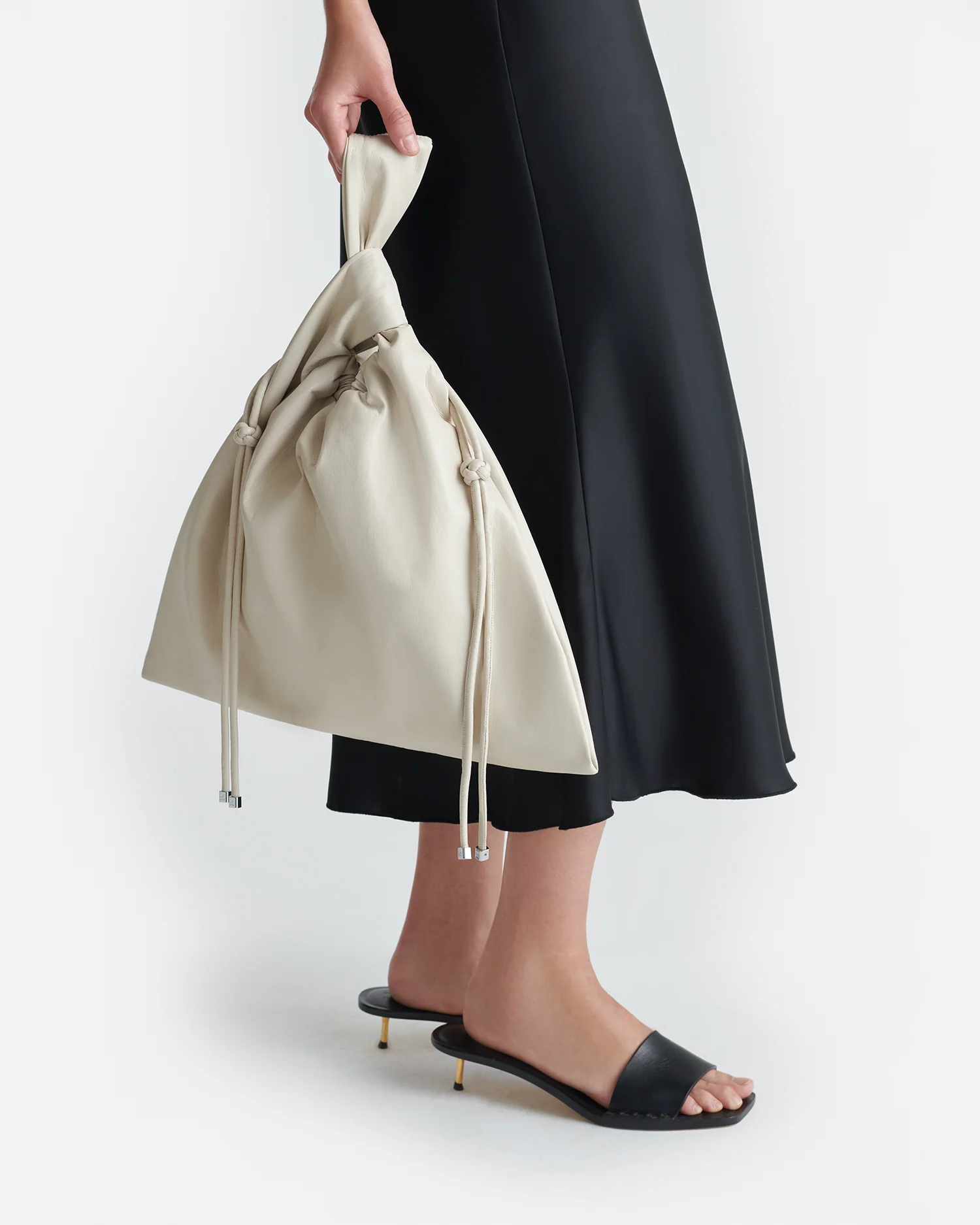 Jen Drawstring Large - Okobor™ Alt-Leather Bag - Chalk - Image 6