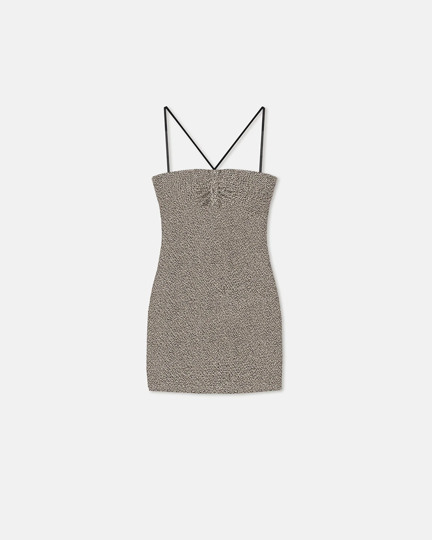 Rois - Loopback Cotton Mini Dress - Black/Creme Mouline - Image 4