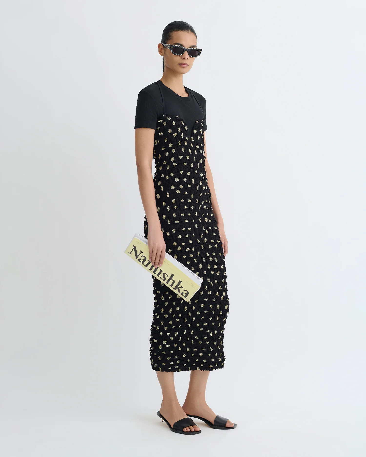 Haylen - Seersucker Tech Chiffon Midi Dress - Polka - Image 2