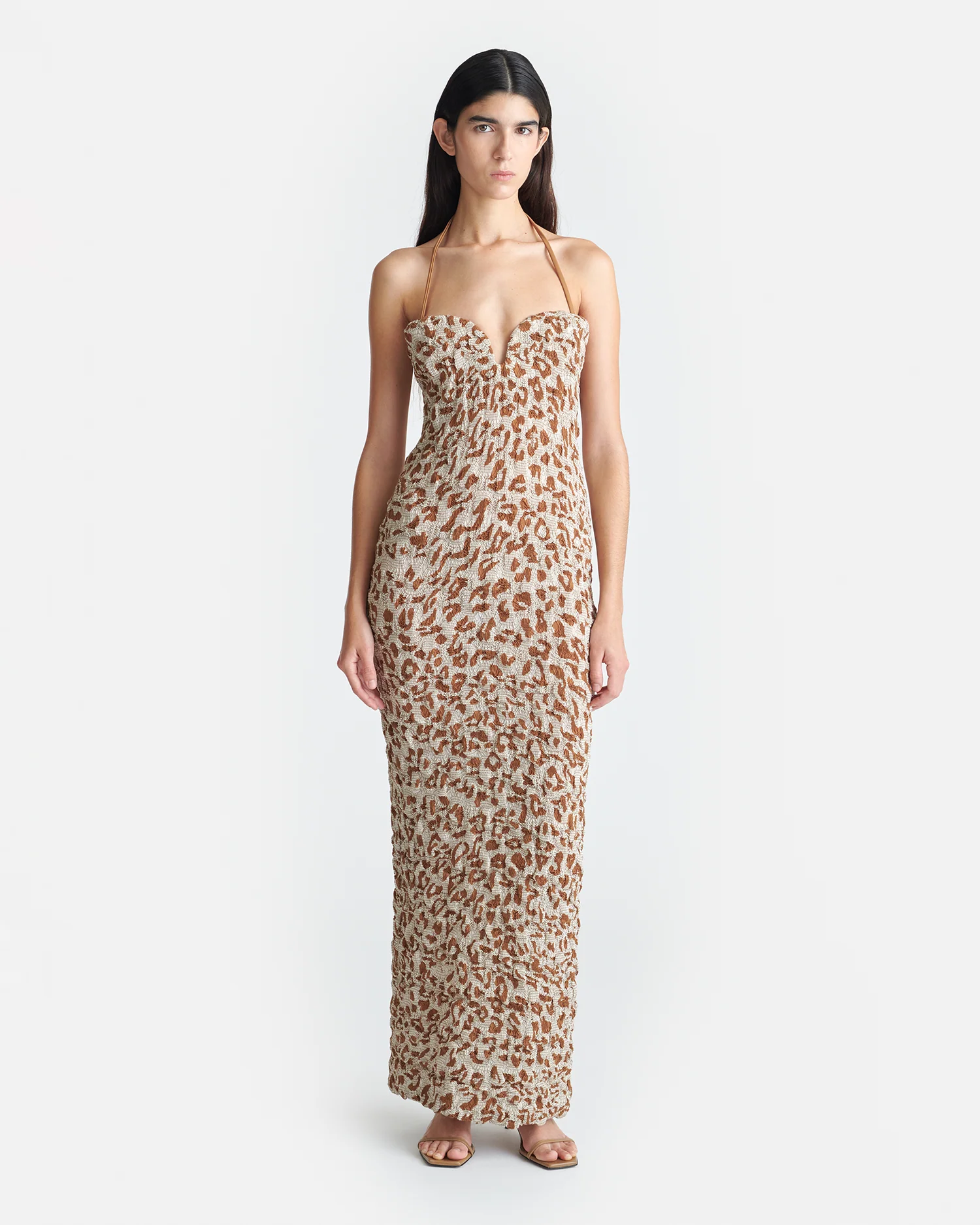 Haylen - Seersucker Cotton Voile Midi Dress - Ocelot