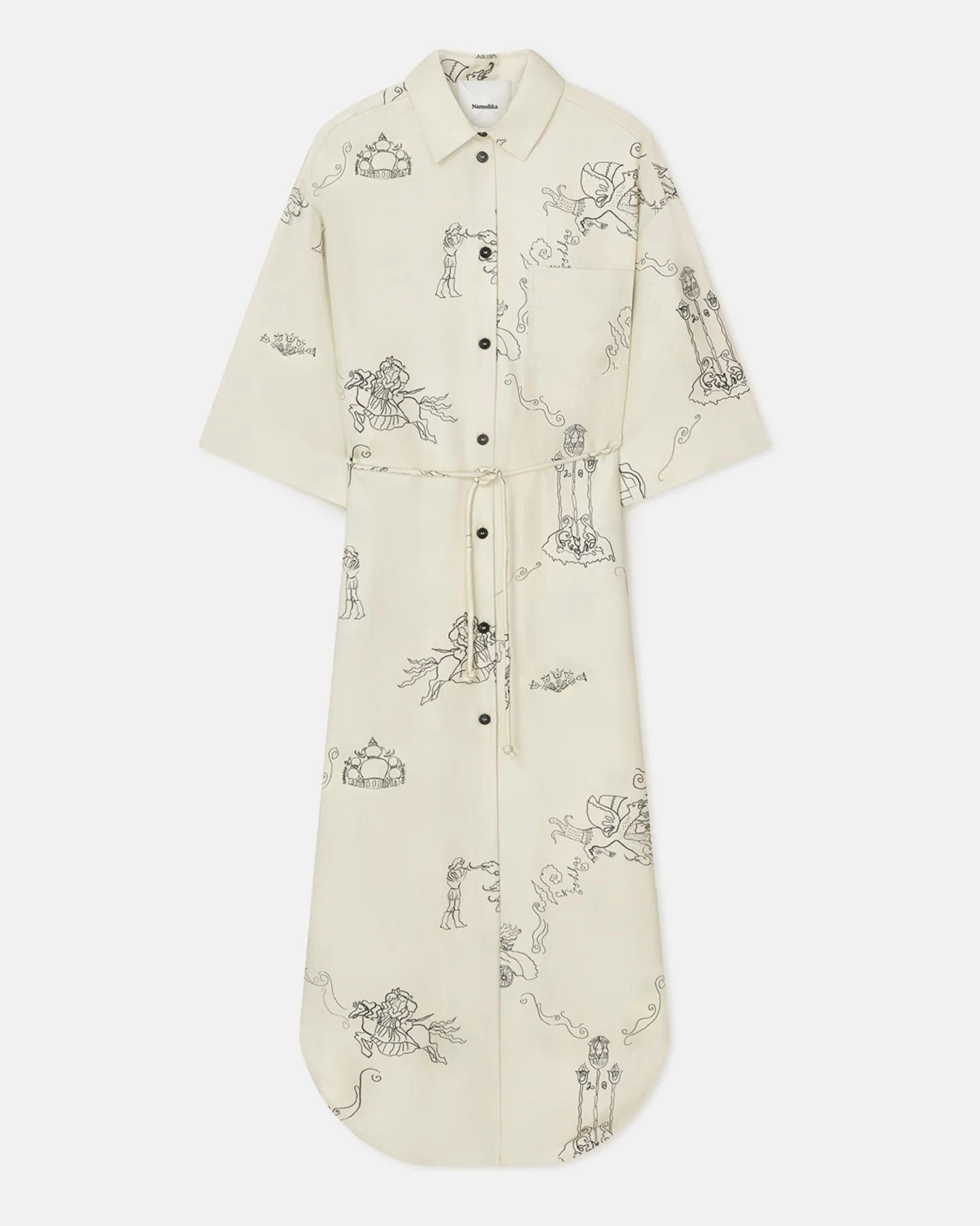Damala - Printed Silk Twill Shirt Dress - Folktale - Image 3
