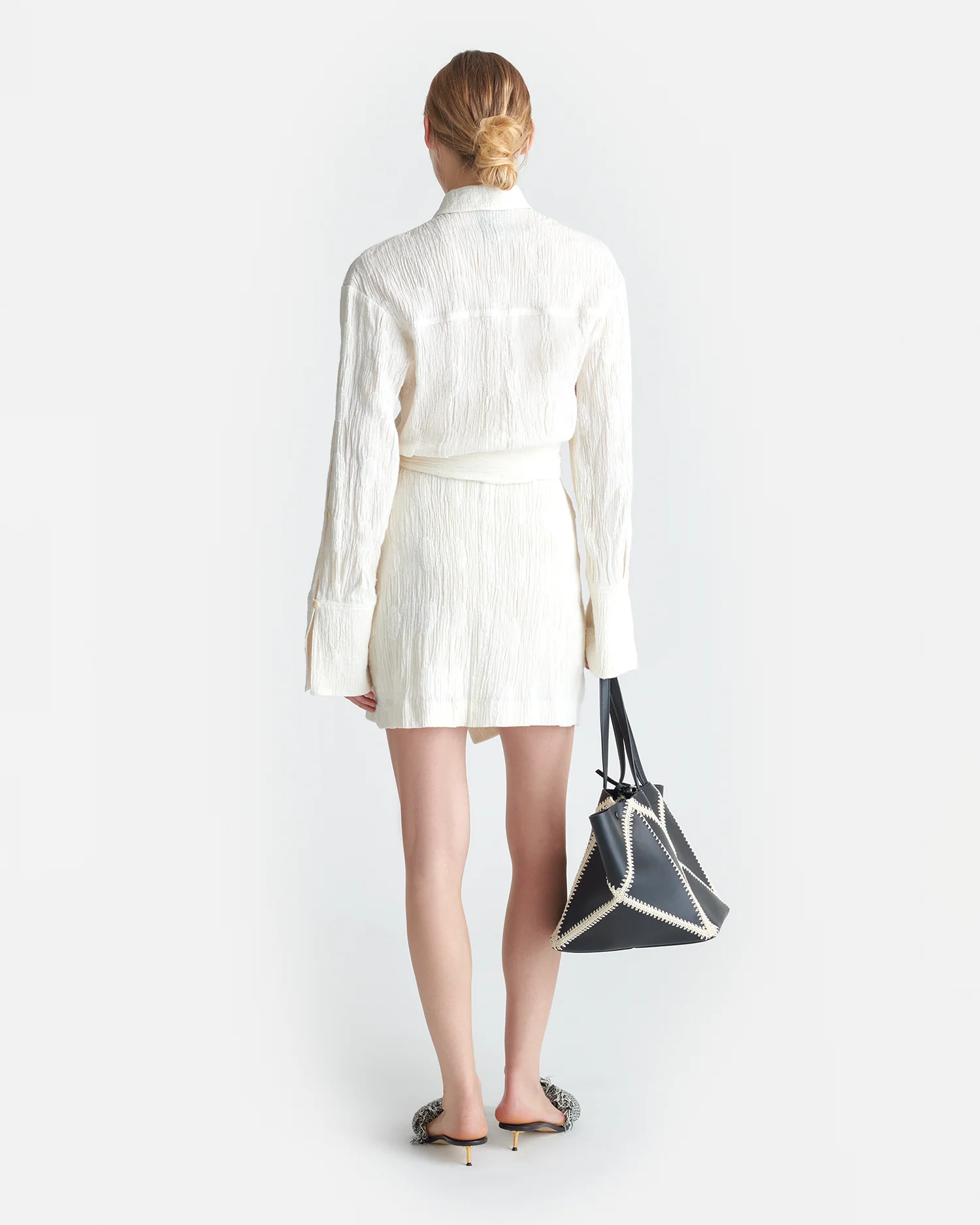 Yori - Seersucker Gauze Shirt Dress - White - Image 2