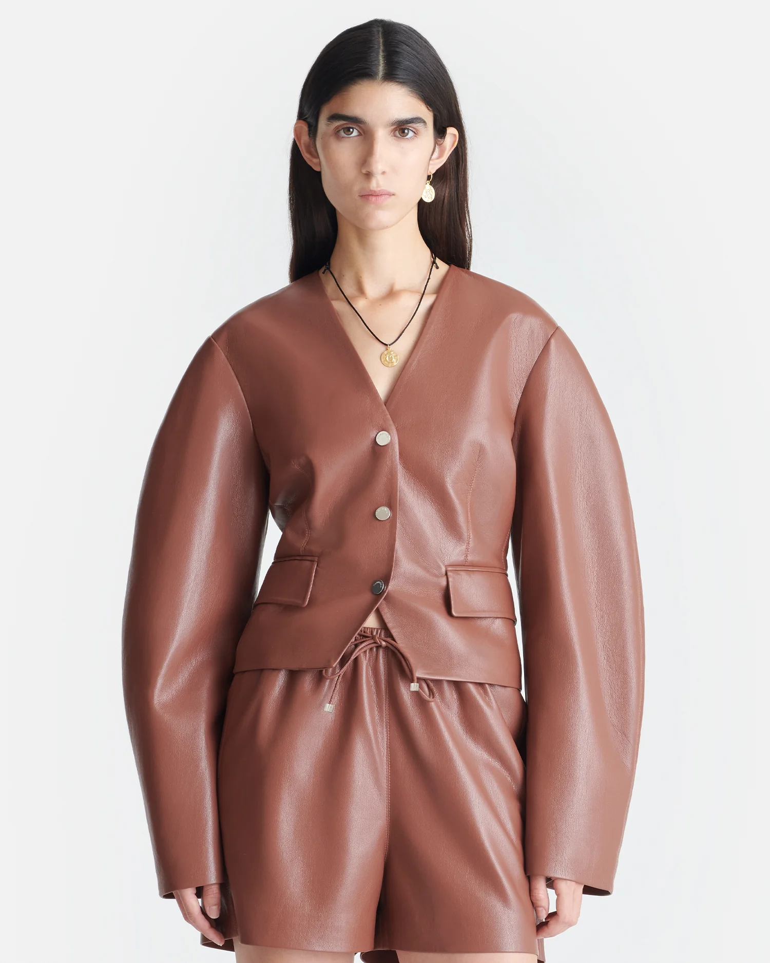 Kiyo - Okobor™ Alt-Leather Blazer - Henna