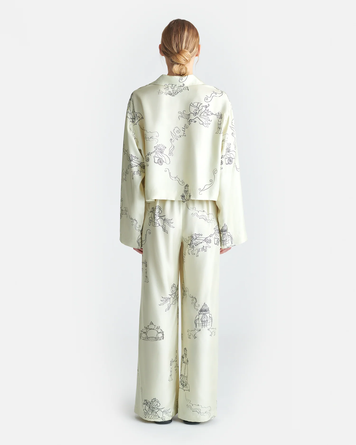Brenda - Printed Silk Twill Pants - Folktale - Image 3