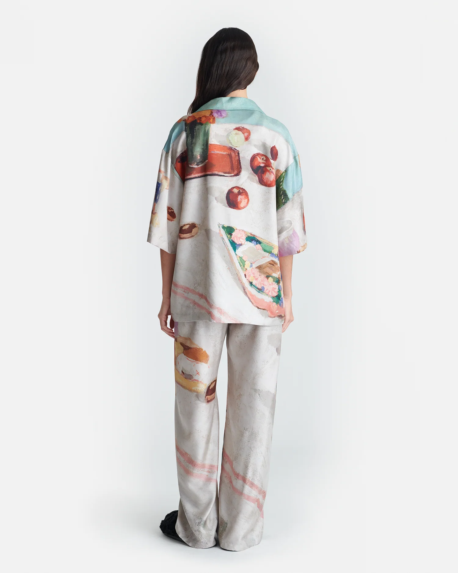 Brenda - Printed Silk Twill Pants - Gingerbread Heart - Image 2