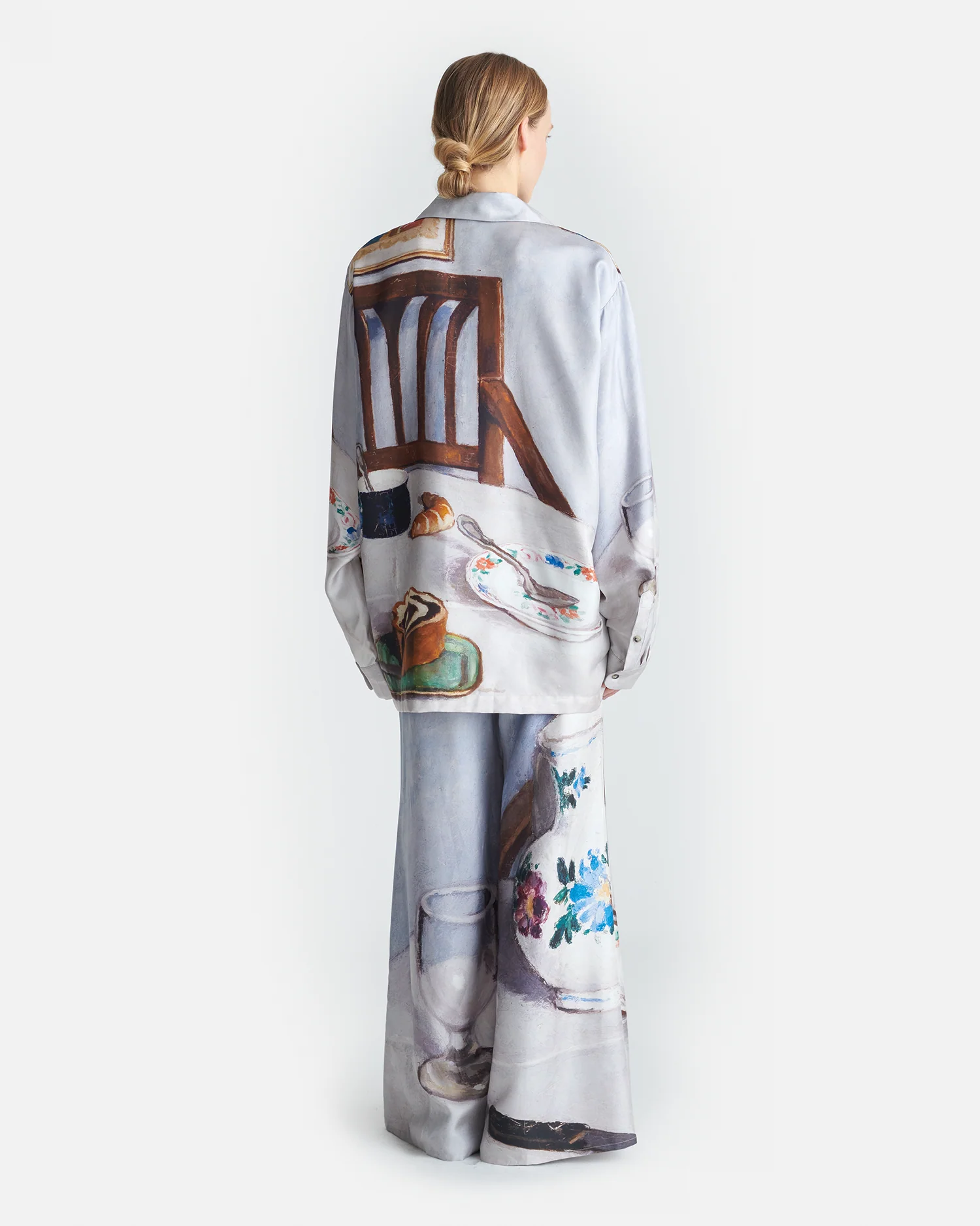 Milon - Printed Flared Silk Twill Pants - Poppyseed Cake - Image 3