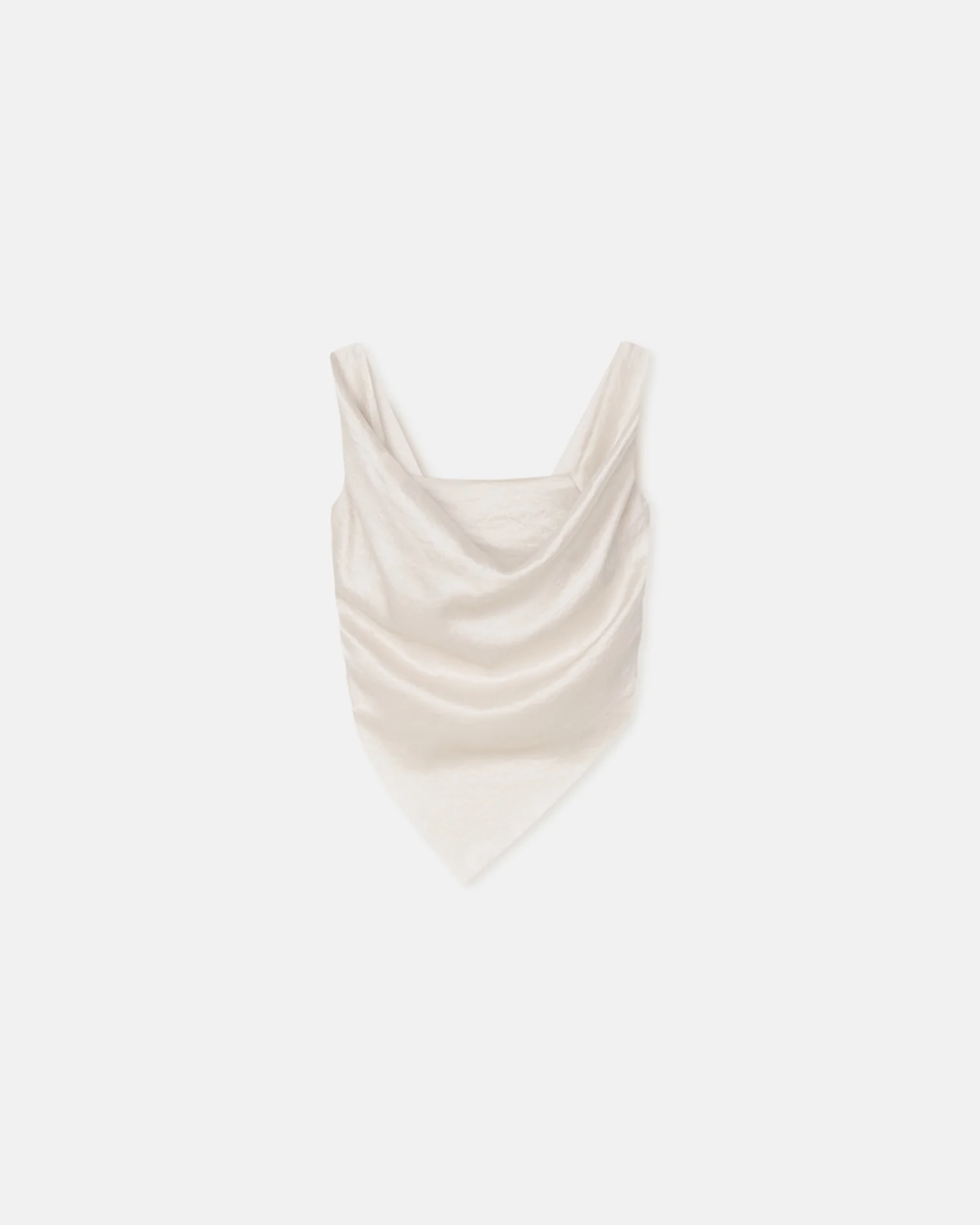 Petra - Sleeveless Draped Slip Satin Top - Ecru - Image 2