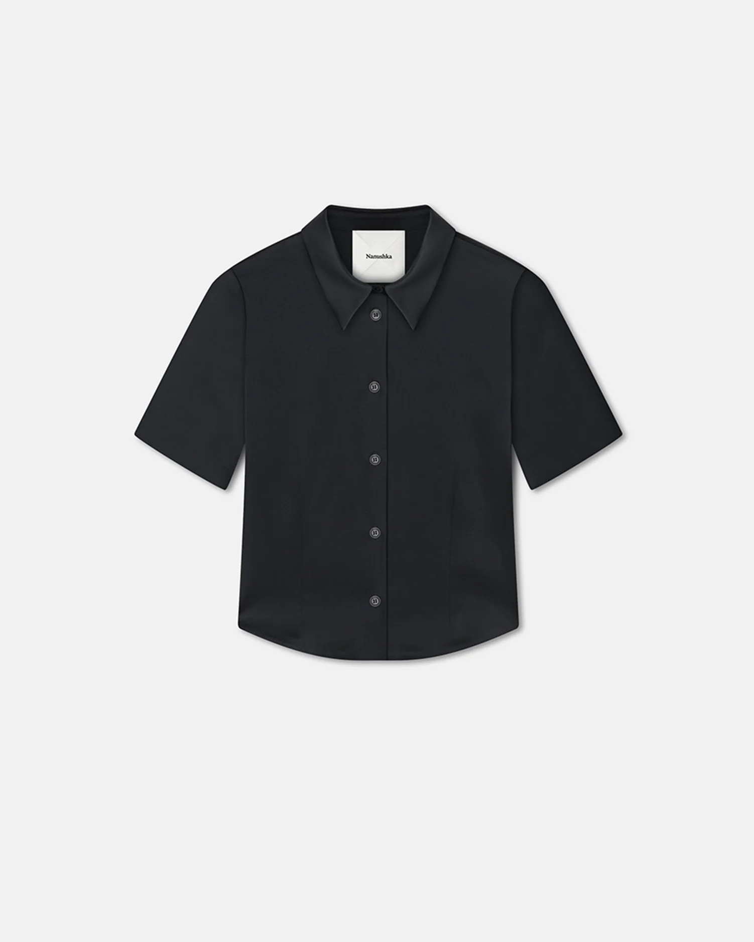 Clare - Slip Satin Shirt - Black - Image 5
