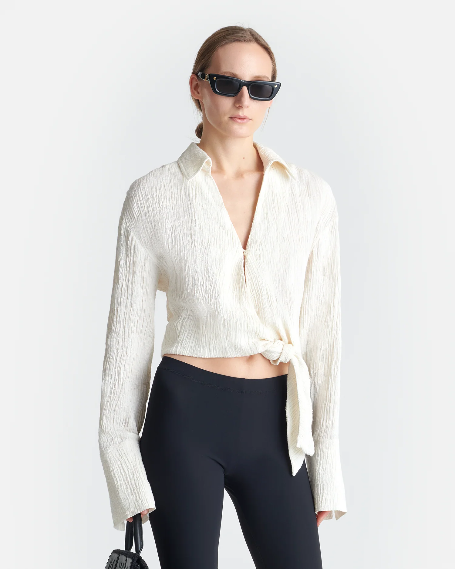 Enola - Seersucker Gauze Shirt - White