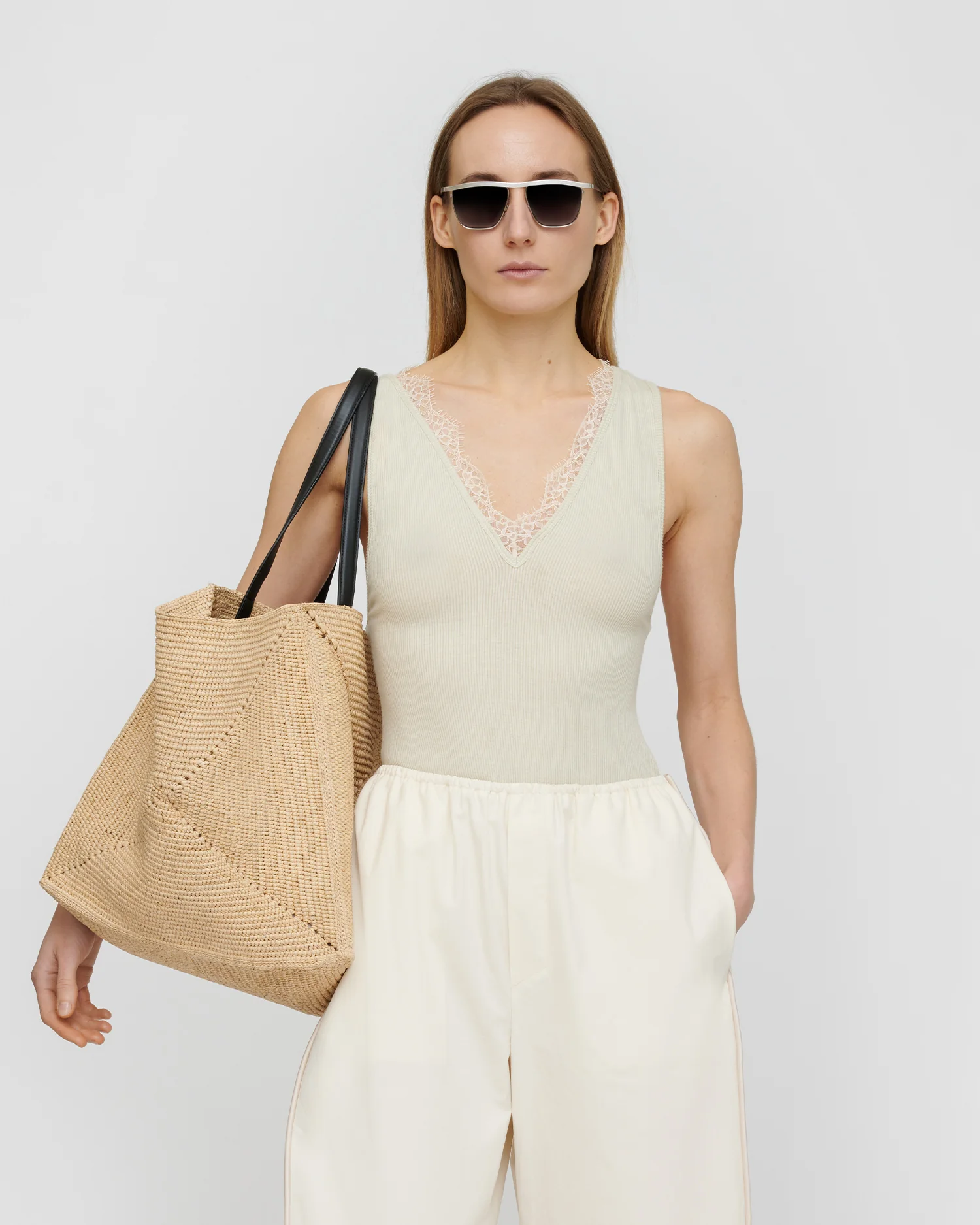Siara - Lace detail top - Tofu