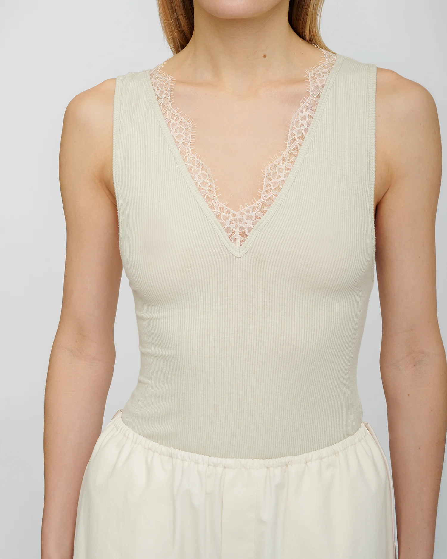 Siara - Lace detail top - Tofu - Image 2