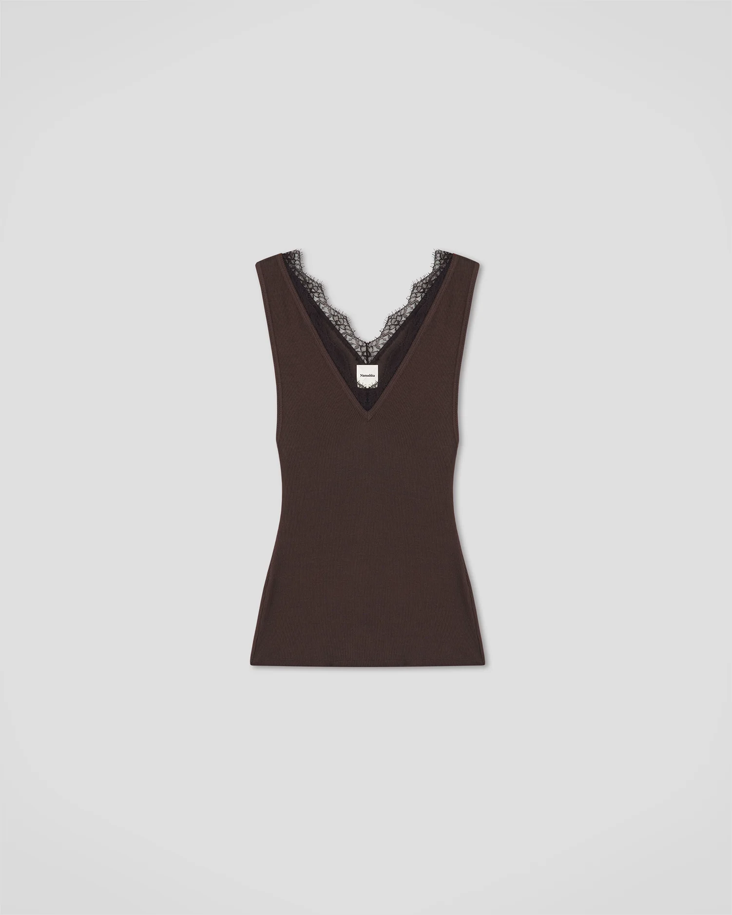 Siara - Lace detail top - Dark Brown