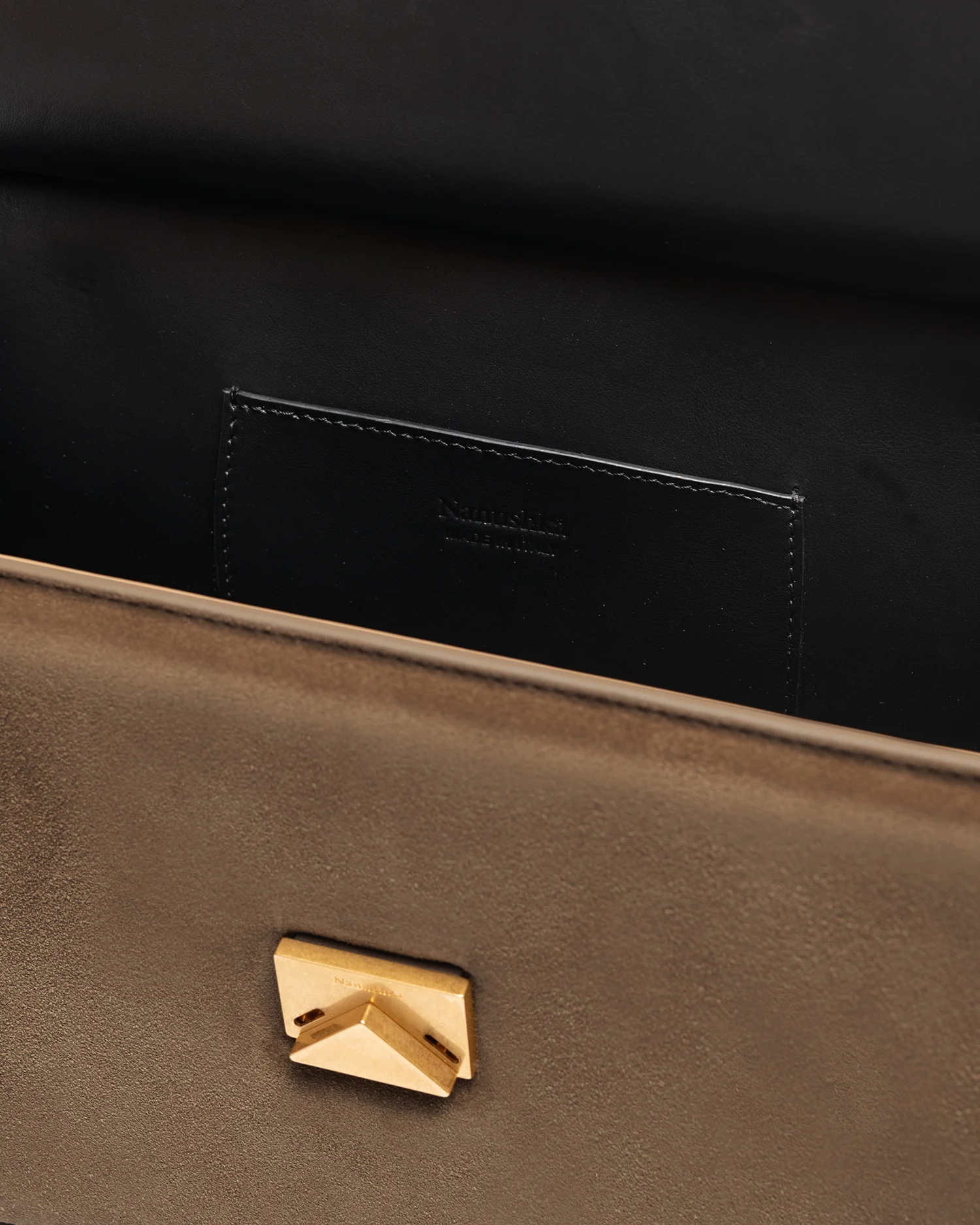 The SANDI Lock - Top handle bag - Brown Suede - Image 3