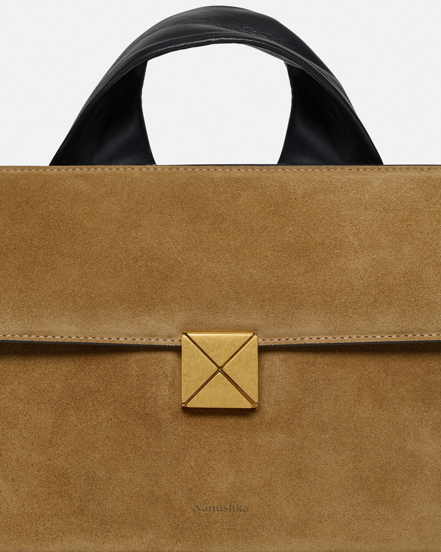 The SANDI Lock - Top handle bag - Brown Suede - Image 4