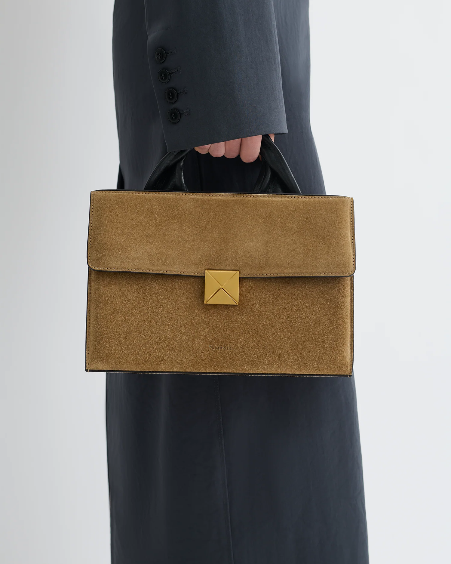 The SANDI Lock - Top handle bag - Brown Suede - Image 7